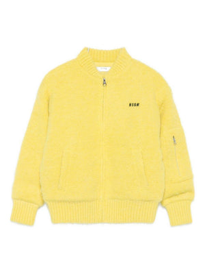Giubbino per bambino MSGM Kids giallo con logo ricamato