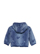 Giubbino per neonato Emporio Armani Kids blu con logo aquila all - over - Rubino Kids