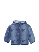 Giubbino per neonato Emporio Armani Kids blu con logo aquila all - over - Rubino Kids