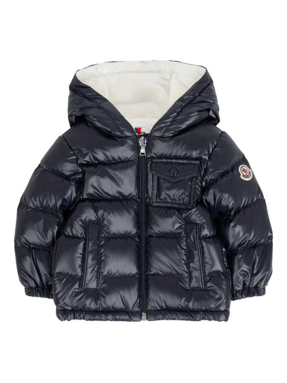 Giubbino per neonato Moncler Enfant blu con design trapuntato - Rubino Kids