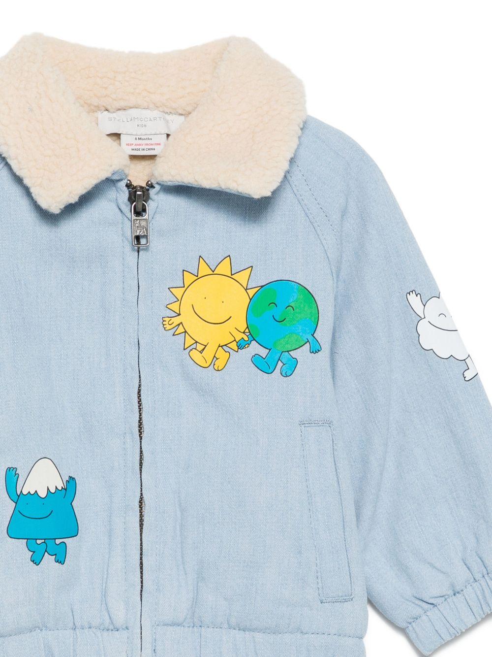 Giubbino per neonato Stella McCartney Kids azzurro con pelliccia all'interno - Rubino Kids