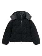 Giubbino Zambaga per bambina Moncler Enfant nero con texture teddy - Rubino Kids