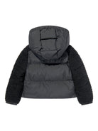 Giubbino Zambaga per bambina Moncler Enfant nero con texture teddy - Rubino Kids