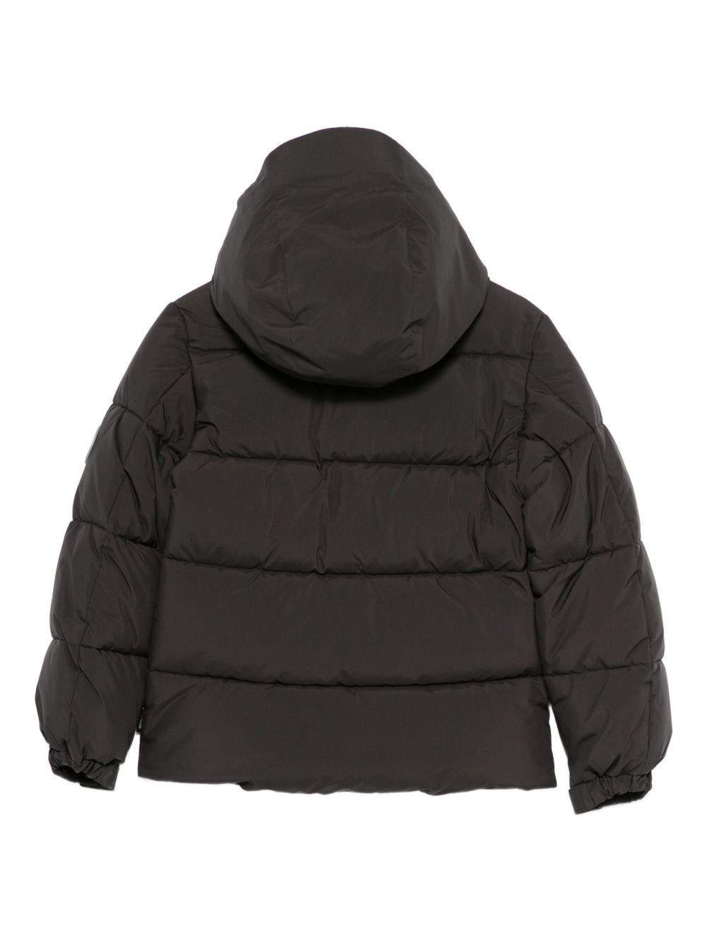 Giubbotto per bambino Save The Duck Kids marrone con applicazione con logo - Rubino Kids