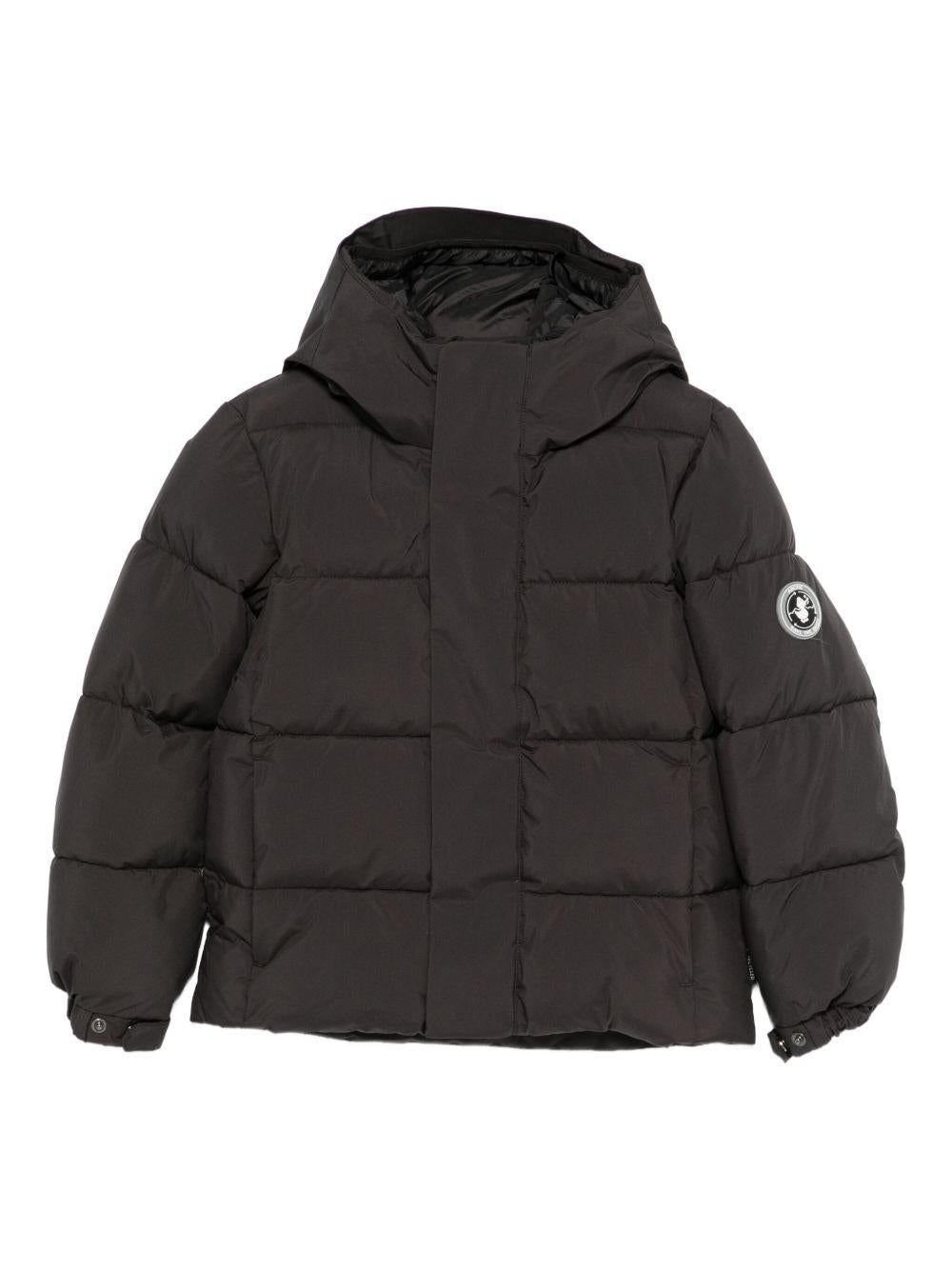 Giubbotto per bambino Save The Duck Kids marrone con applicazione con logo - Rubino Kids