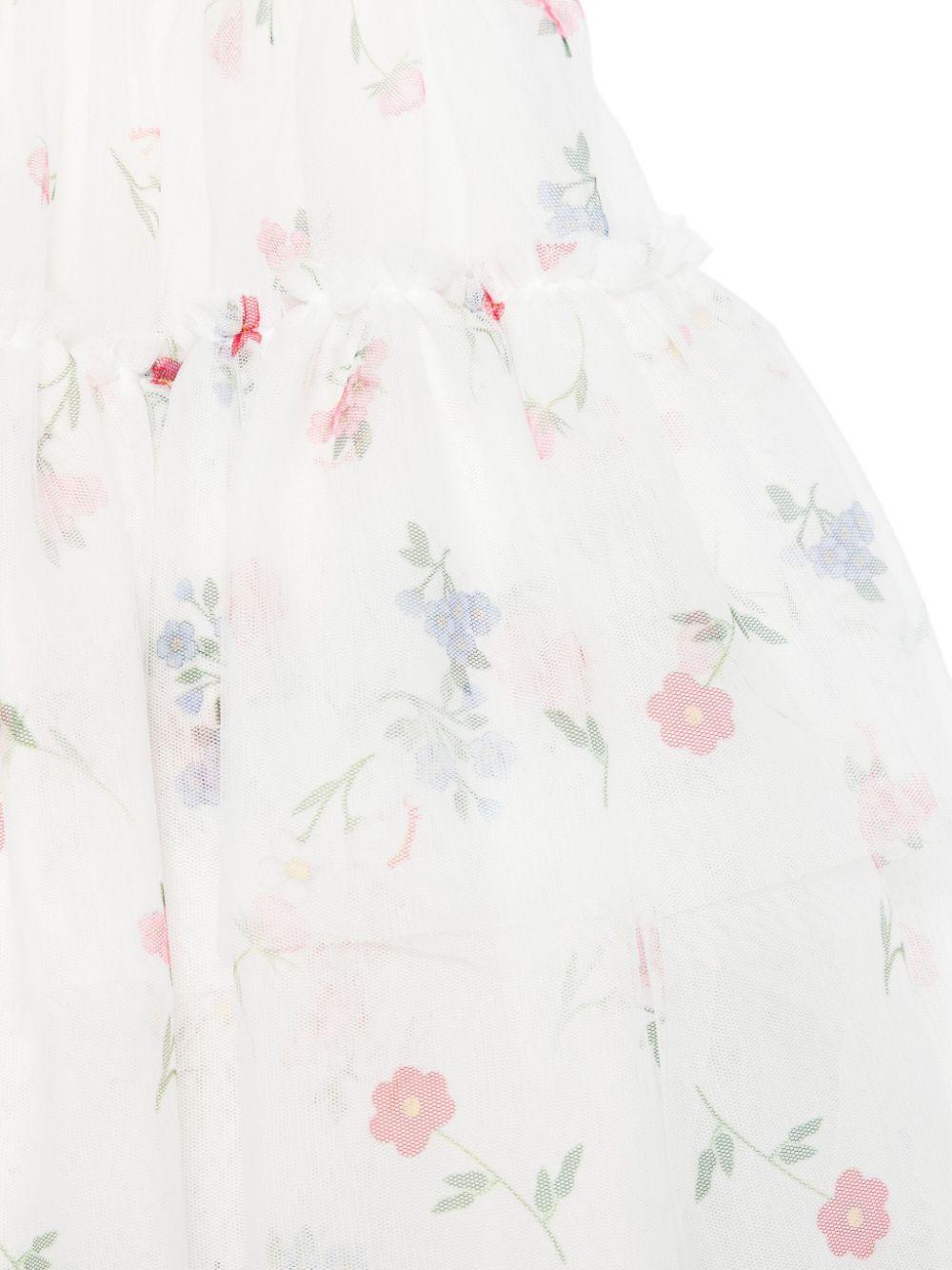 Gonna a fiori per bambina Monnalisa bianco con design slip - on - Rubino Kids