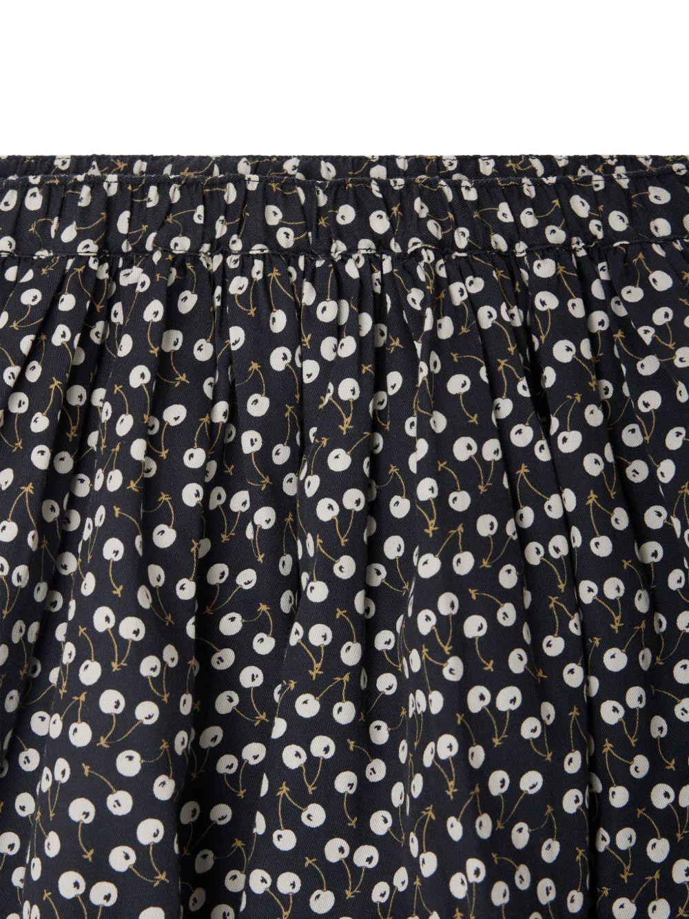 Gonna arricciata per bambina Bonpoint blu con stampa ciliegie - Rubino Kids