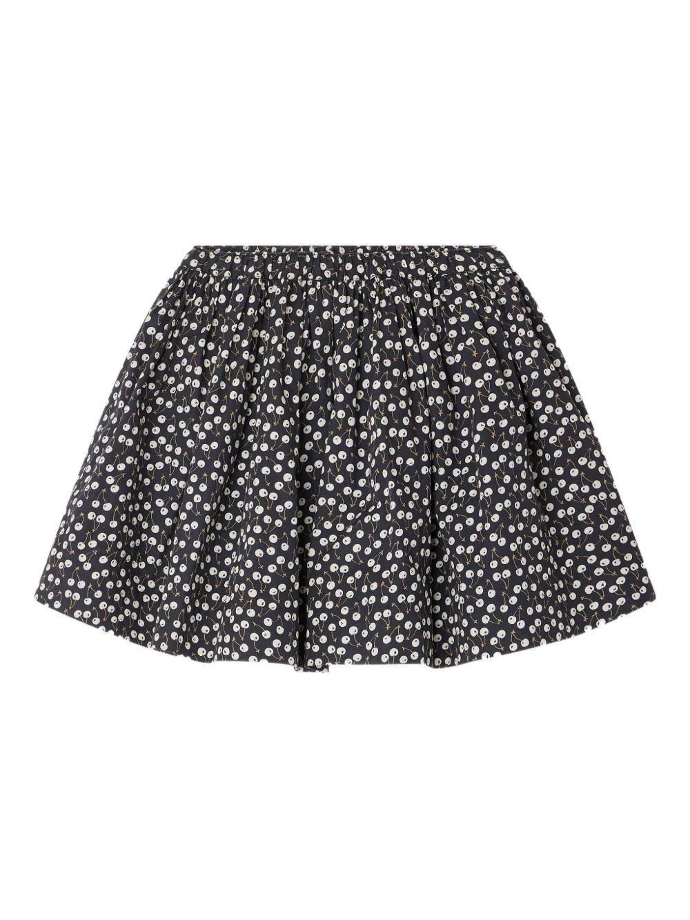 Gonna arricciata per bambina Bonpoint blu con stampa ciliegie - Rubino Kids