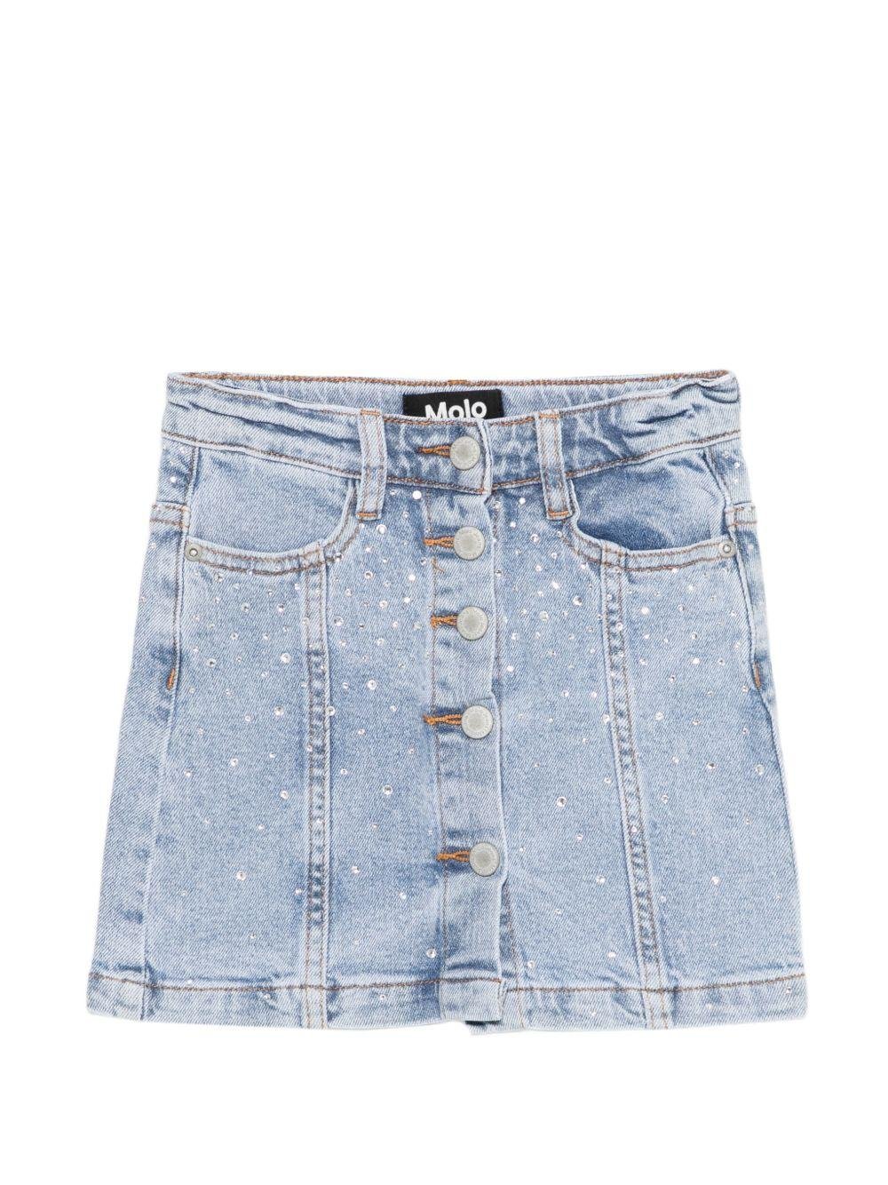 Gonna Bera per bambina Molo denim con decorazione a strass - Rubino Kids