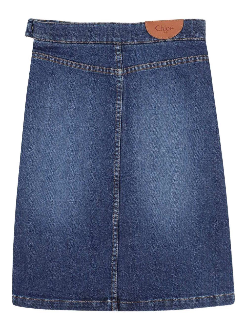 Gonna midi per bambina Chloé Kids denim con tasche - Rubino Kids