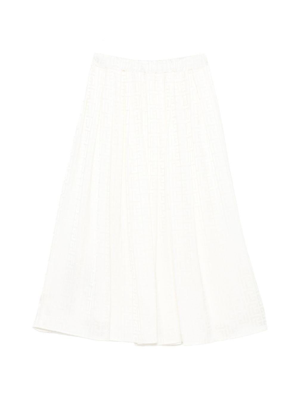 Gonna per bambina Balmain Kids bianca con stampa monogramma all - over - Rubino Kids