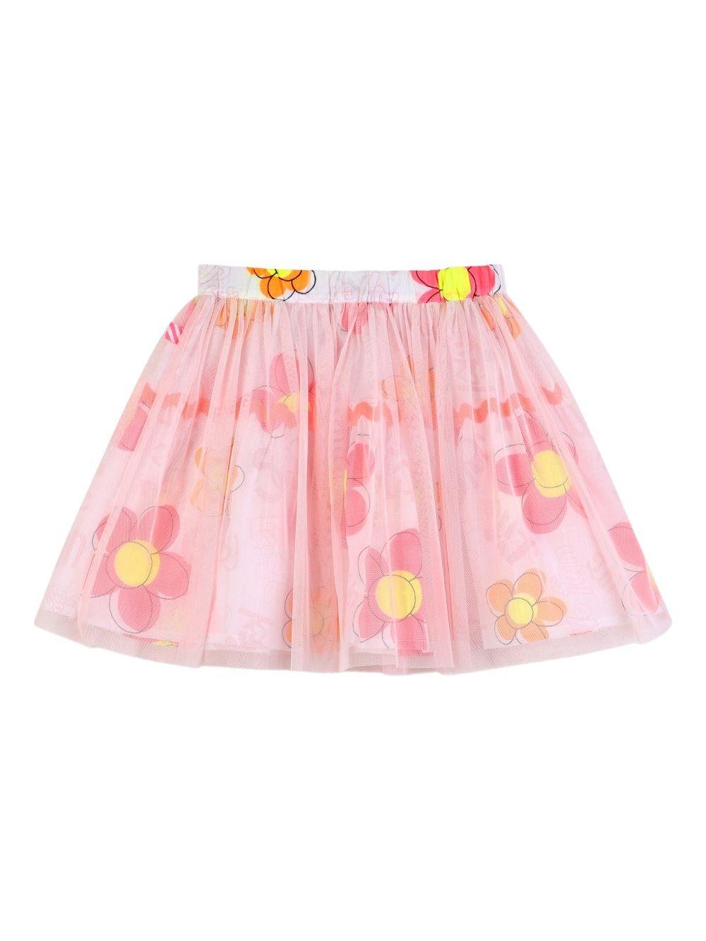 Gonna per bambina Billieblush rosa con decorazione floreale - Rubino Kids