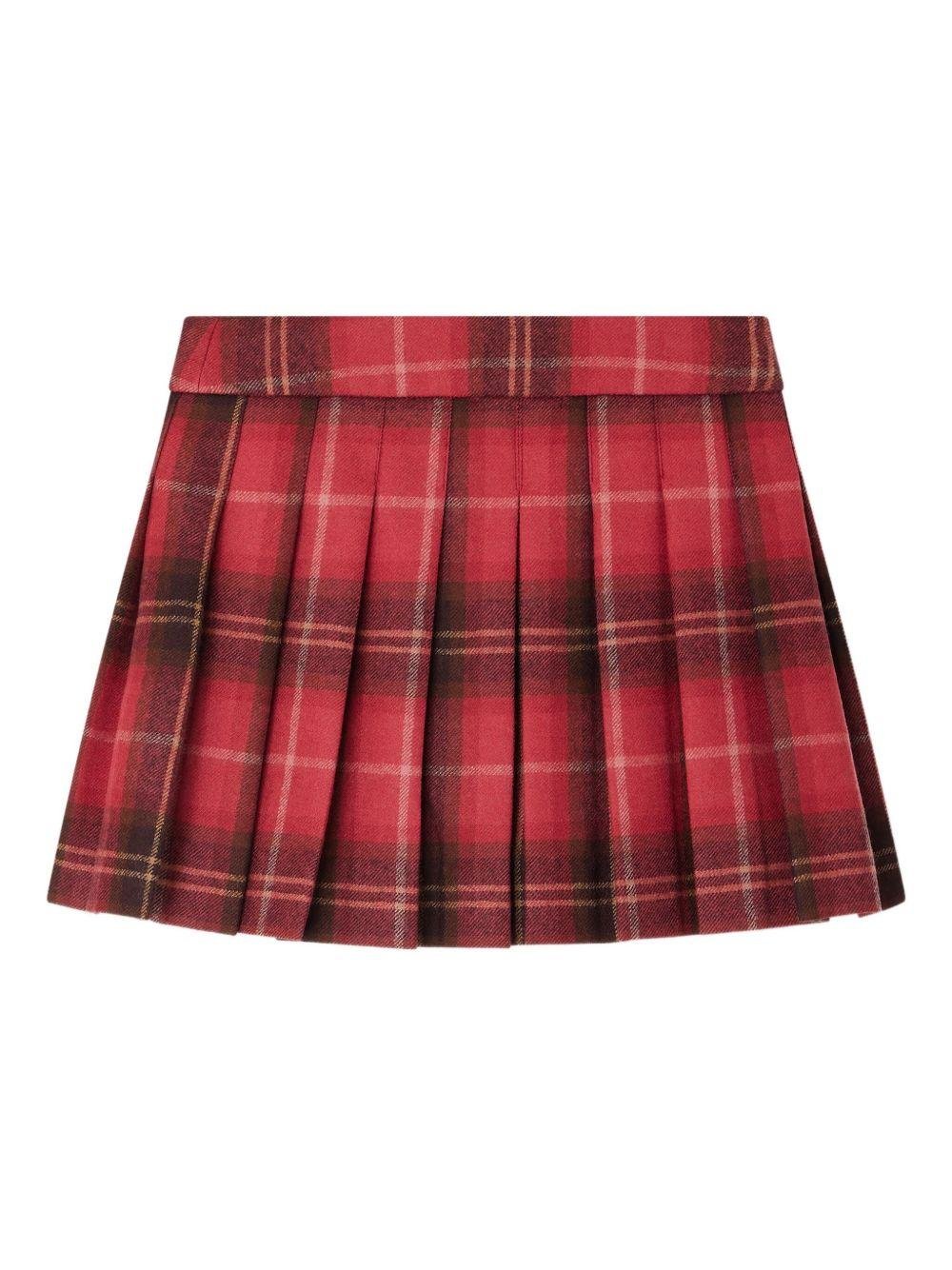 Gonna per bambina Bonpoint rossa con motivo tartan - Rubino Kids