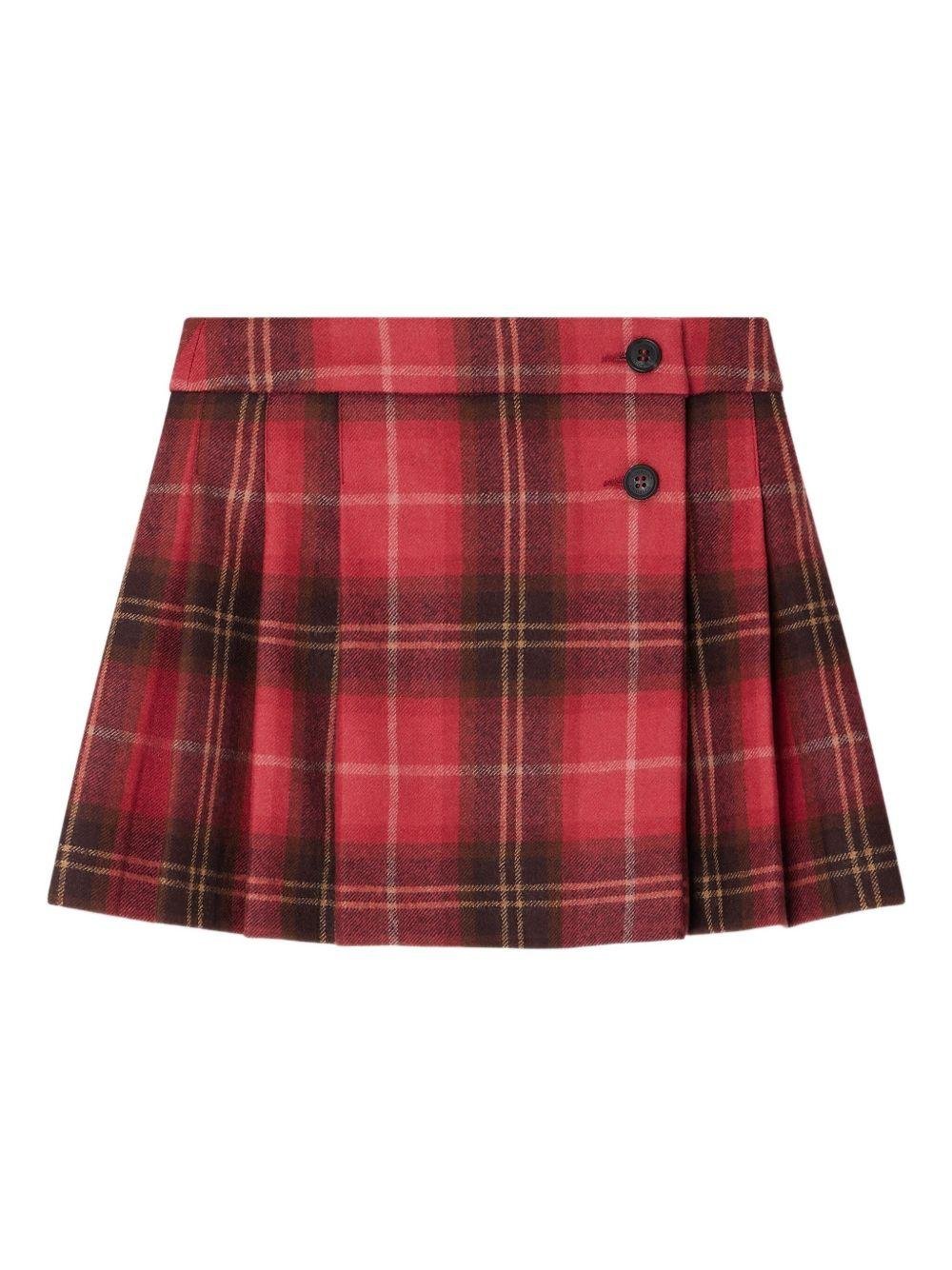 Gonna per bambina Bonpoint rossa con motivo tartan - Rubino Kids