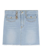 Gonna per bambina Chloé Kids in denim con orlo sfrangiato - Rubino Kids