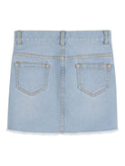 Gonna per bambina Chloé Kids in denim con orlo sfrangiato - Rubino Kids