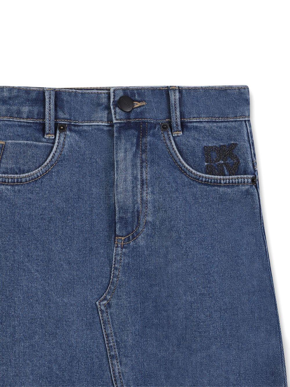 Gonna per bambina DKNY Kids denim con spacco frontale - Rubino Kids