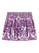 Gonna per bambina Dolce & Gabbana Kids viola con stampa maiolica - Rubino Kids