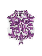 Gonna per bambina Dolce & Gabbana Kids viola in popeline con stampa maioliche - Rubino Kids