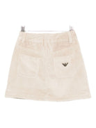Gonna per bambina Emporio Armani Kids beige con placchetta logo aquila - Rubino Kids