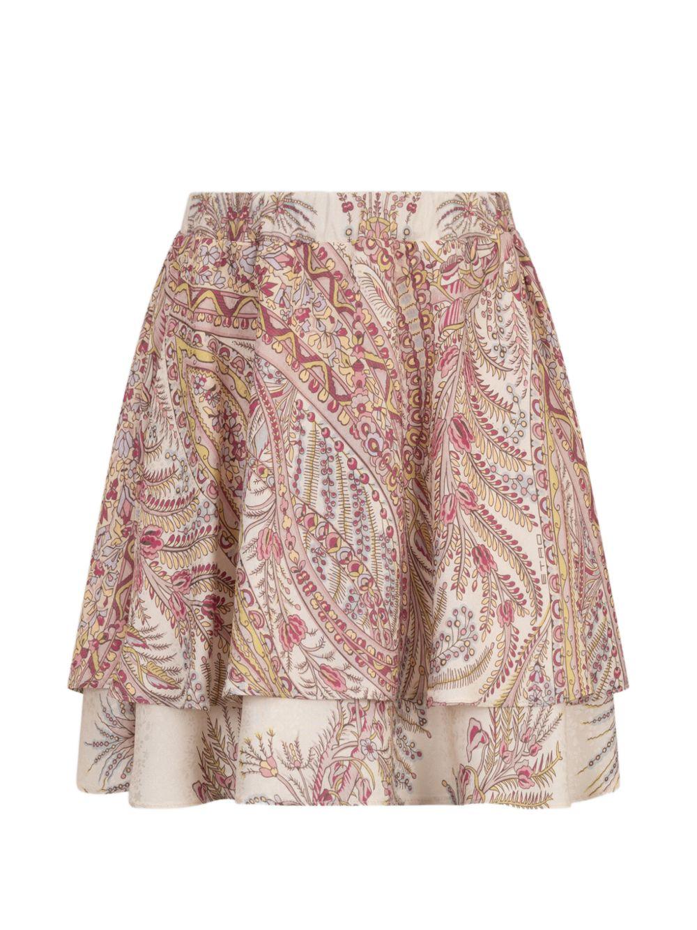Gonna per bambina ETRO KIDS beige con stampa paisley - Rubino Kids