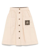Gonna per bambina Fendi Kids beige con bottoni frontali - Rubino Kids