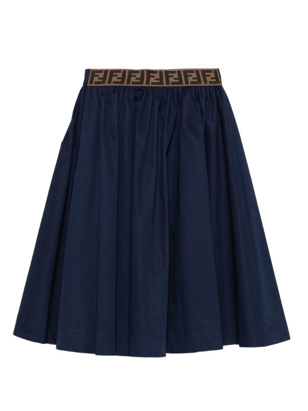Gonna per bambina Fendi Kids blu con bottoni sul davanti - Rubino Kids