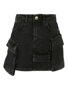 Gonna per bambina John Richmond Junior in denim nero con tasche - Rubino Kids