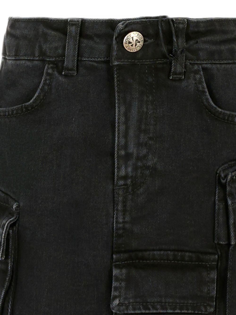 Gonna per bambina John Richmond Junior in denim nero con tasche - Rubino Kids