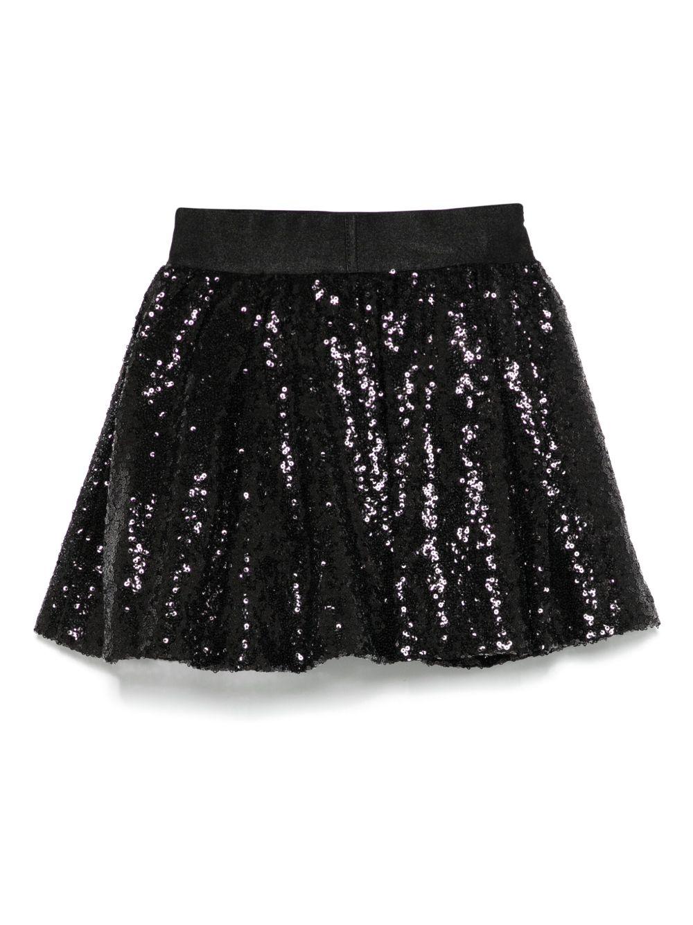 Gonna per bambina John Richmond Junior nero con vita elasticizzata con logo e strato superiore in tulle - Rubino Kids