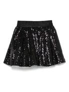 Gonna per bambina John Richmond Junior nero con vita elasticizzata con logo e strato superiore in tulle - Rubino Kids