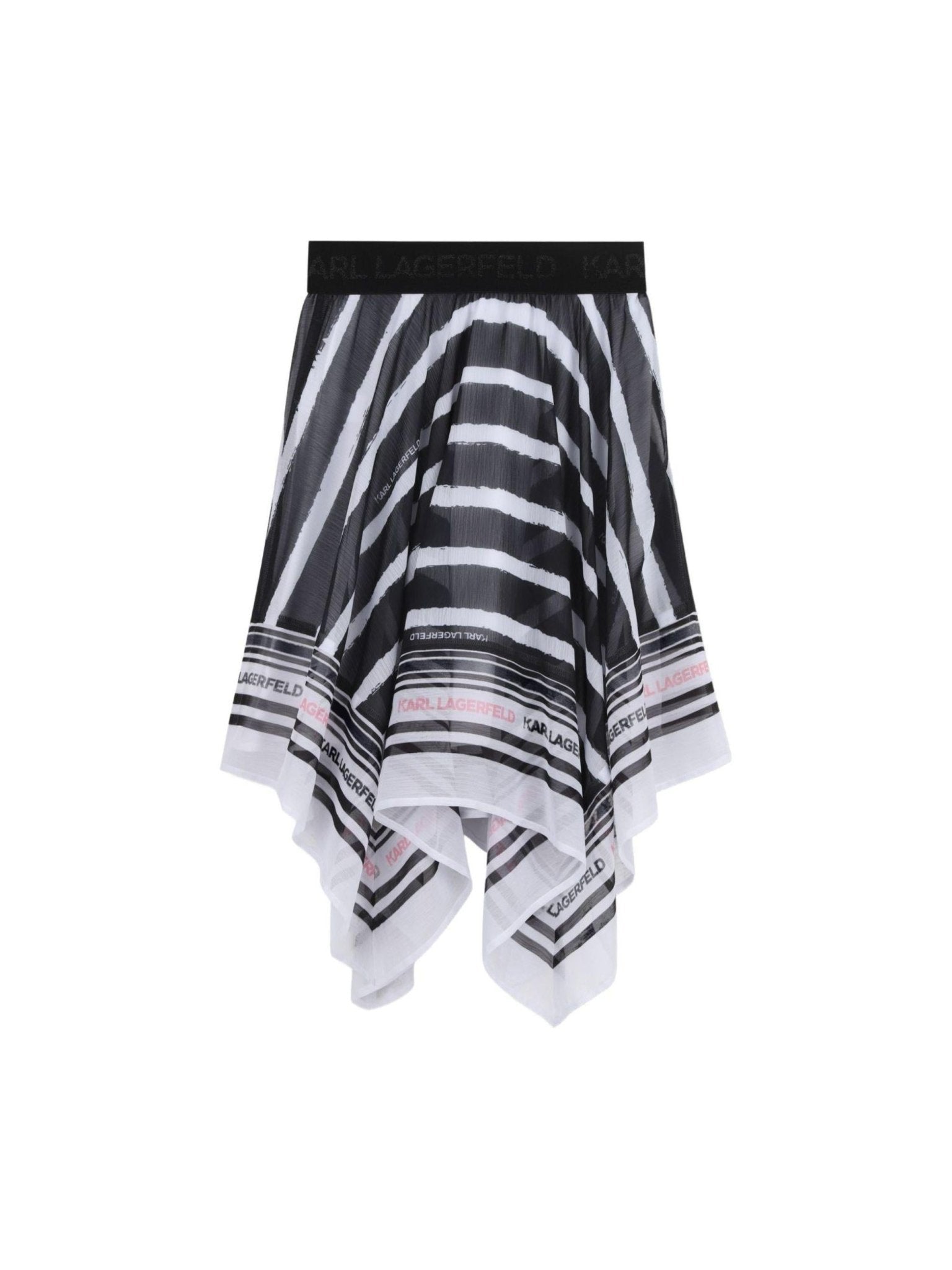 Gonna per bambina Karl Lagerfeld Kids bianca e nera asimmetrica a righe - Rubino Kids