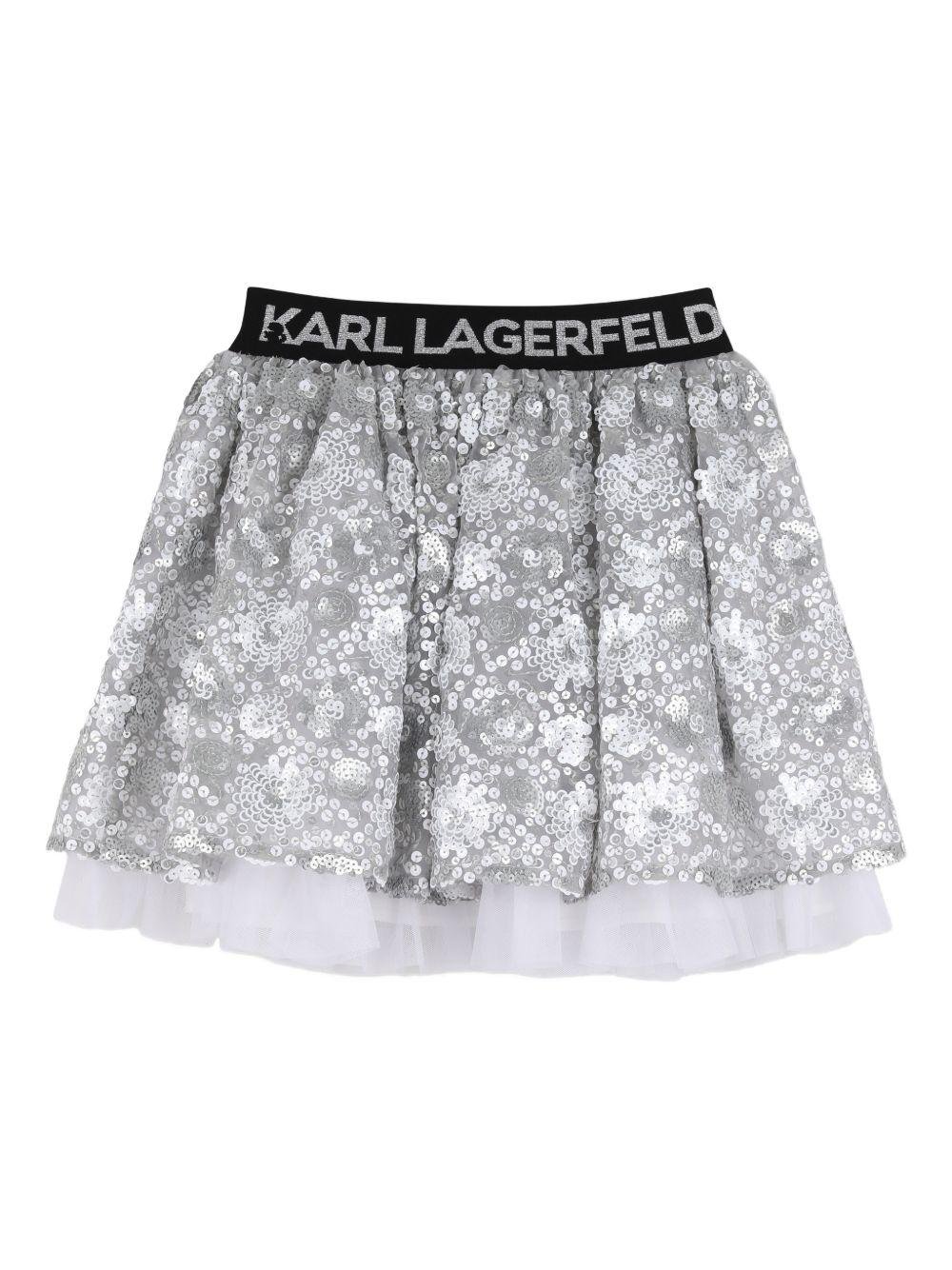 Gonna per bambina Karl Lagerfeld Kids grigia con decorazione con paillettes - Rubino Kids