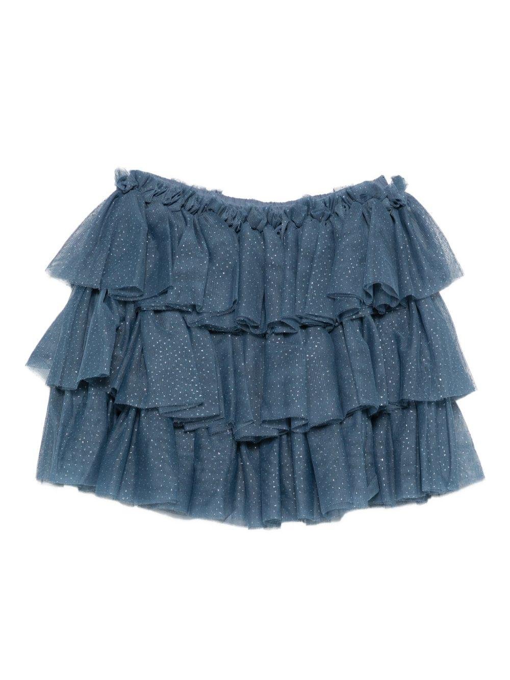 Gonna per bambina Konges Sløjd blu con strati di ruches - Rubino Kids