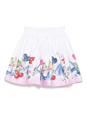 Gonna per bambina Monnalisa Alice x Disney bianco in raso
