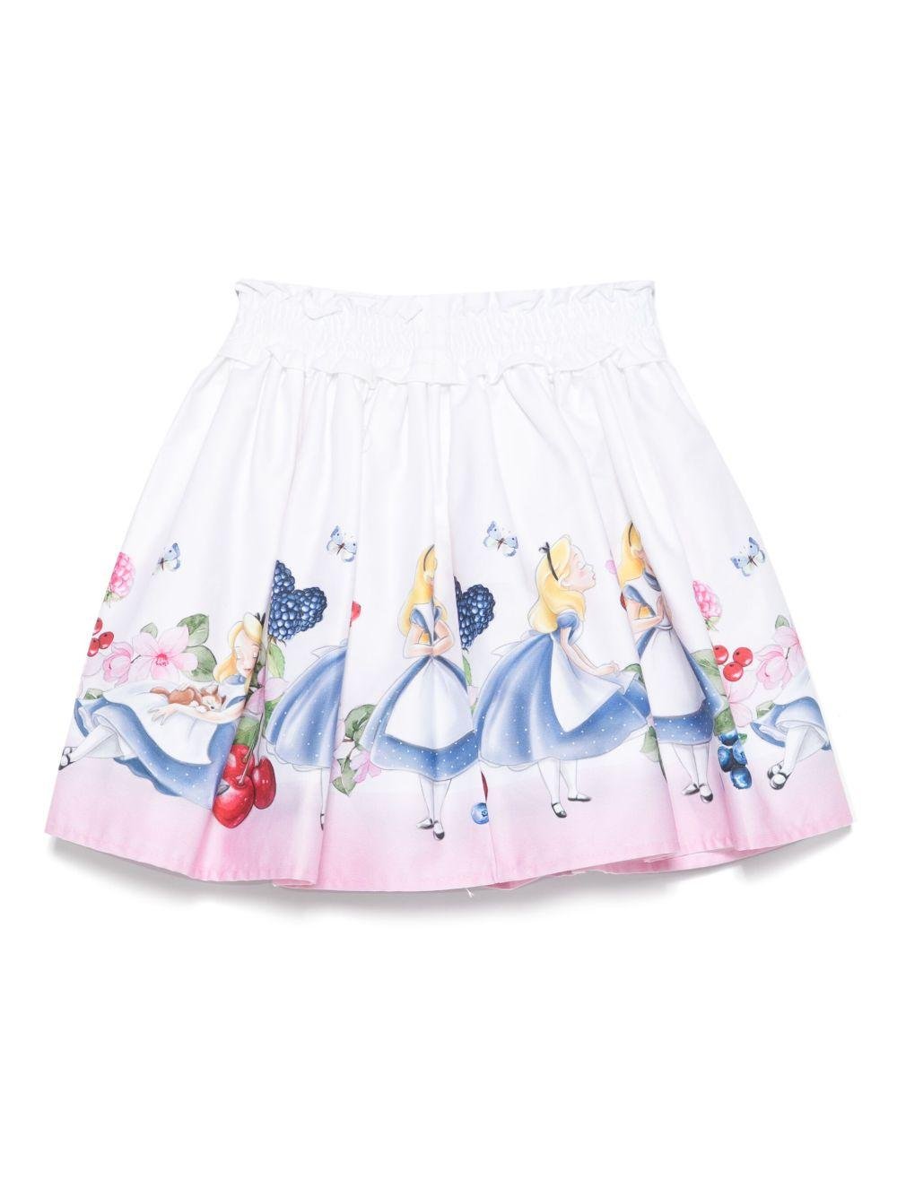 Gonna per bambina Monnalisa Alice x Disney bianco in raso - Rubino Kids