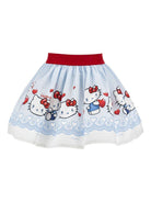 Gonna per bambina Monnalisa Hello Kitty azzurro con stampa - Rubino Kids