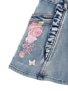Gonna per bambina Monnalisa in denim con ricamo a fiori - Rubino Kids