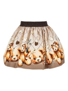 Gonna per bambina Monnalisa marrone con stampa orsetti - Rubino Kids