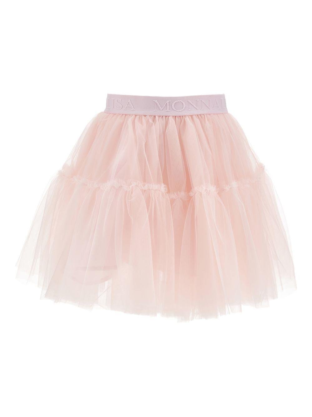 Gonna per bambina Monnalisa rosa con logo in vita - Rubino Kids