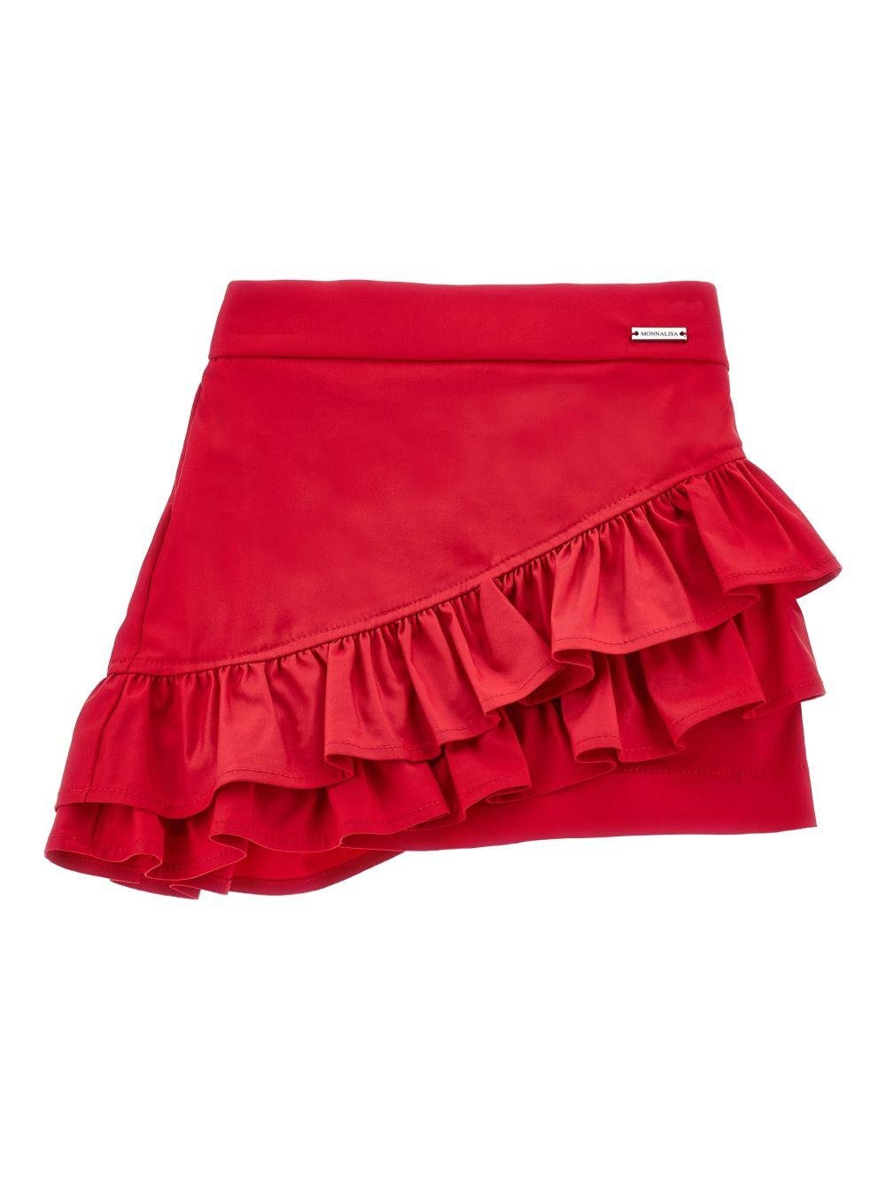 Gonna per bambina Monnalisa rossa con design con ruches - Rubino Kids