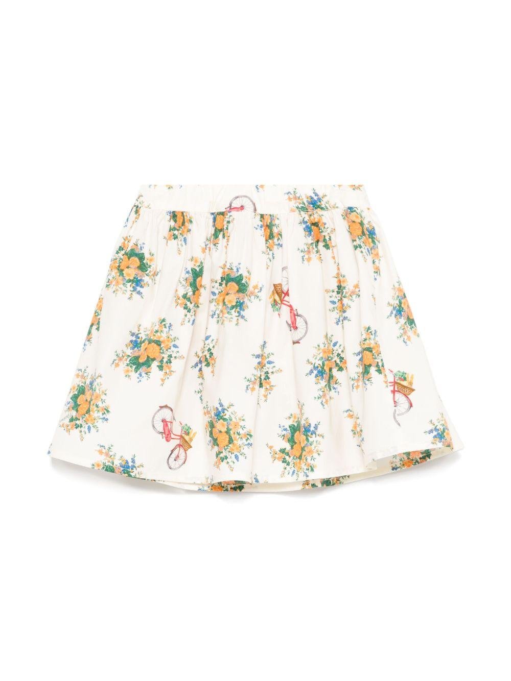 Gonna per bambina Moschino Kids a fiori con placca con logo - Rubino Kids