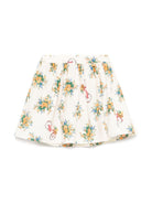Gonna per bambina Moschino Kids a fiori con placca con logo - Rubino Kids