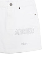 Gonna per bambina Moschino Kids bianca con logo decorato<BR/> - Rubino Kids