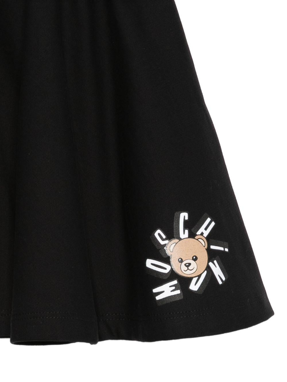 Gonna per bambina Moschino Kids nera con stampa Teddy Bear - Rubino Kids