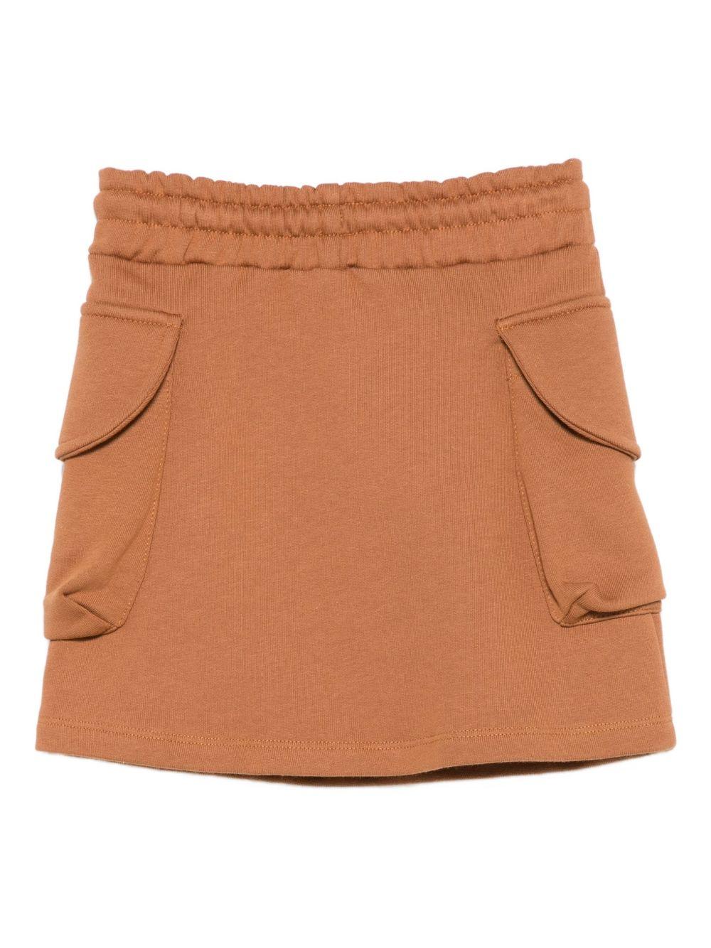 Gonna per bambina MSGM Kids marrone con logo ricamato - Rubino Kids