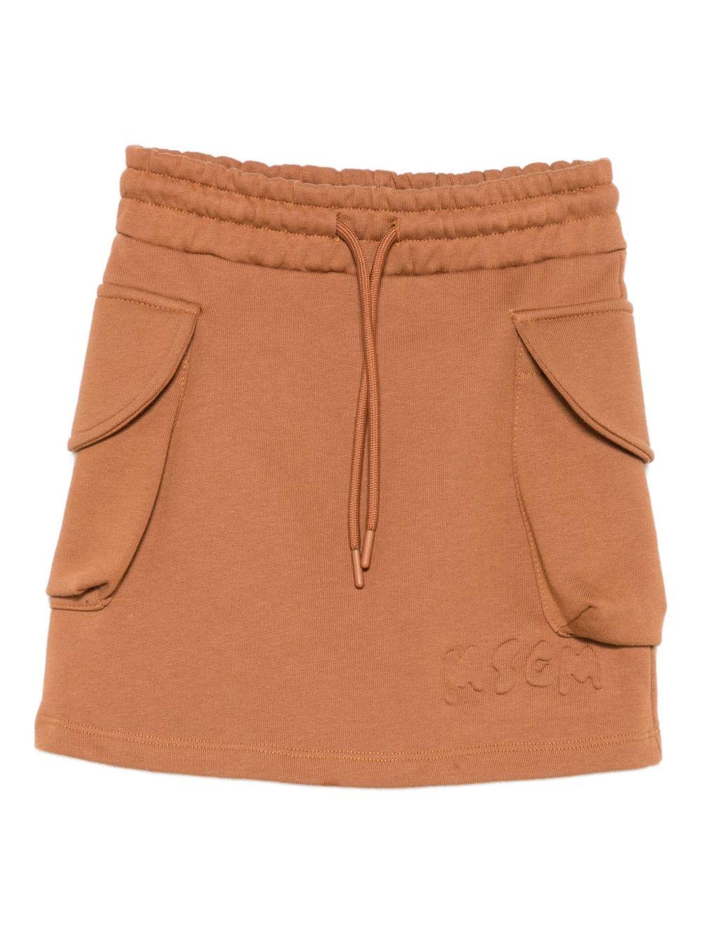 Gonna per bambina MSGM Kids marrone con logo ricamato - Rubino Kids