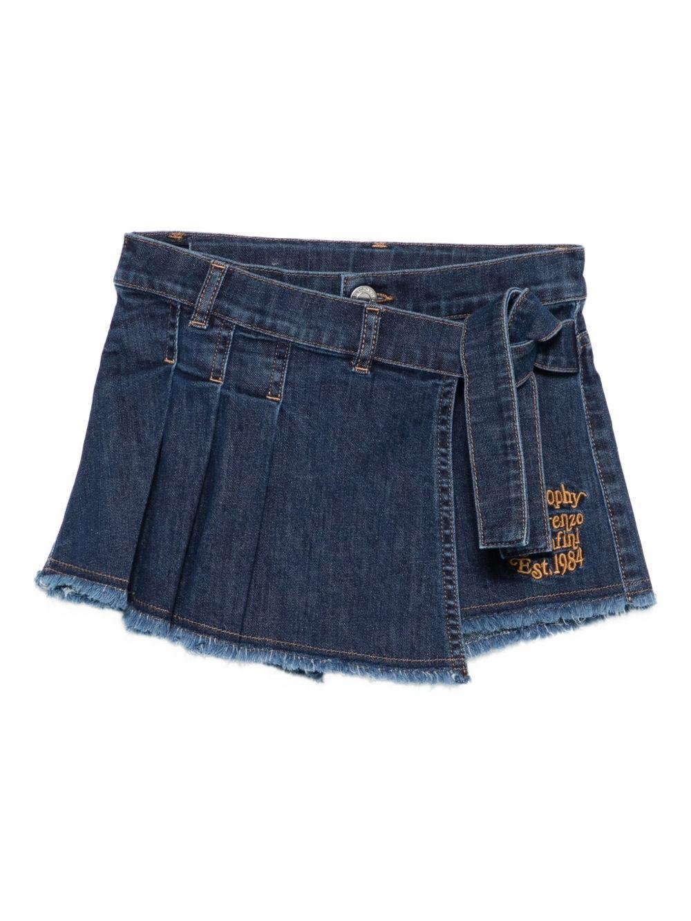 Gonna per bambina Philosophy di Lorenzo Serafini Kids denim con design a portafoglio - Rubino Kids