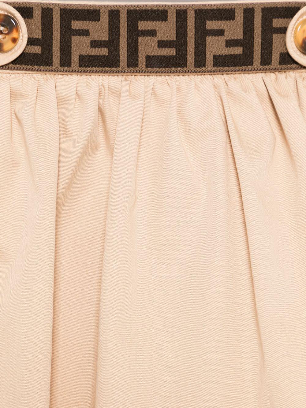 Gonna per neonata Fendi Kids beige con stampa monogramma FF in vita - Rubino Kids