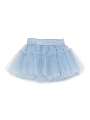 Monnalisa baby girl's blue tulle skirt with ruffles